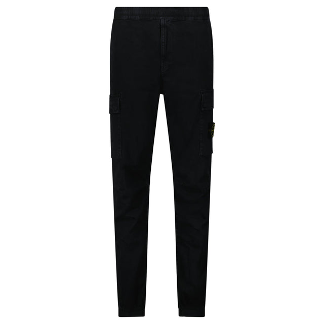 Stone Island Stretch 'Old' Effect Cargo Trousers Black - Boinclo - Outlet Sale Under Retail