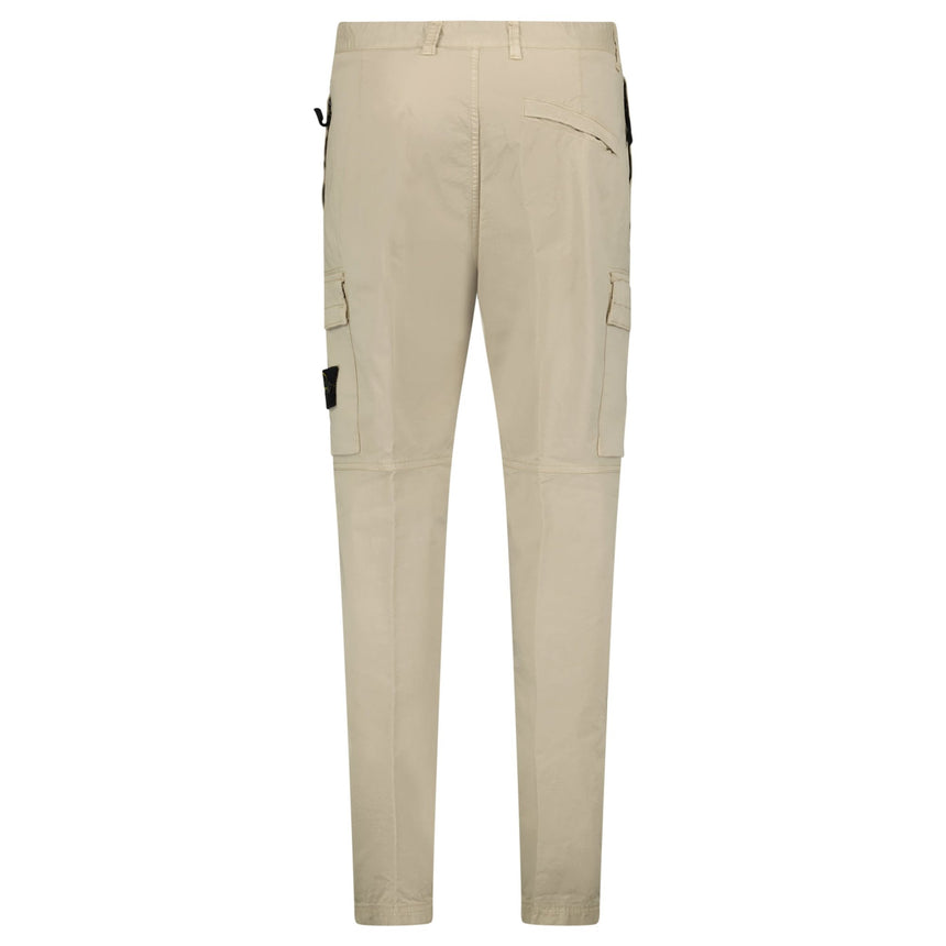 Stone Island Stretch Organic Broken Twill Cotton 'OLD' Effect Cargo Trousers in Beige - Boinclo - Outlet Sale Under Retail