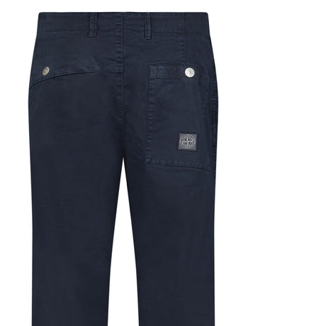Stone Island Stretch Organic Broken Twill ‘OLD’ Effect Chino Trousers in Navy - Boinclo - Outlet Sale Under Retail