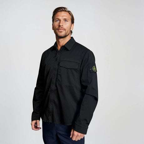 Stone Island Stretch Organic Cotton Satin Overshirt in Black - Boinclo - Outlet Sale Under Retail
