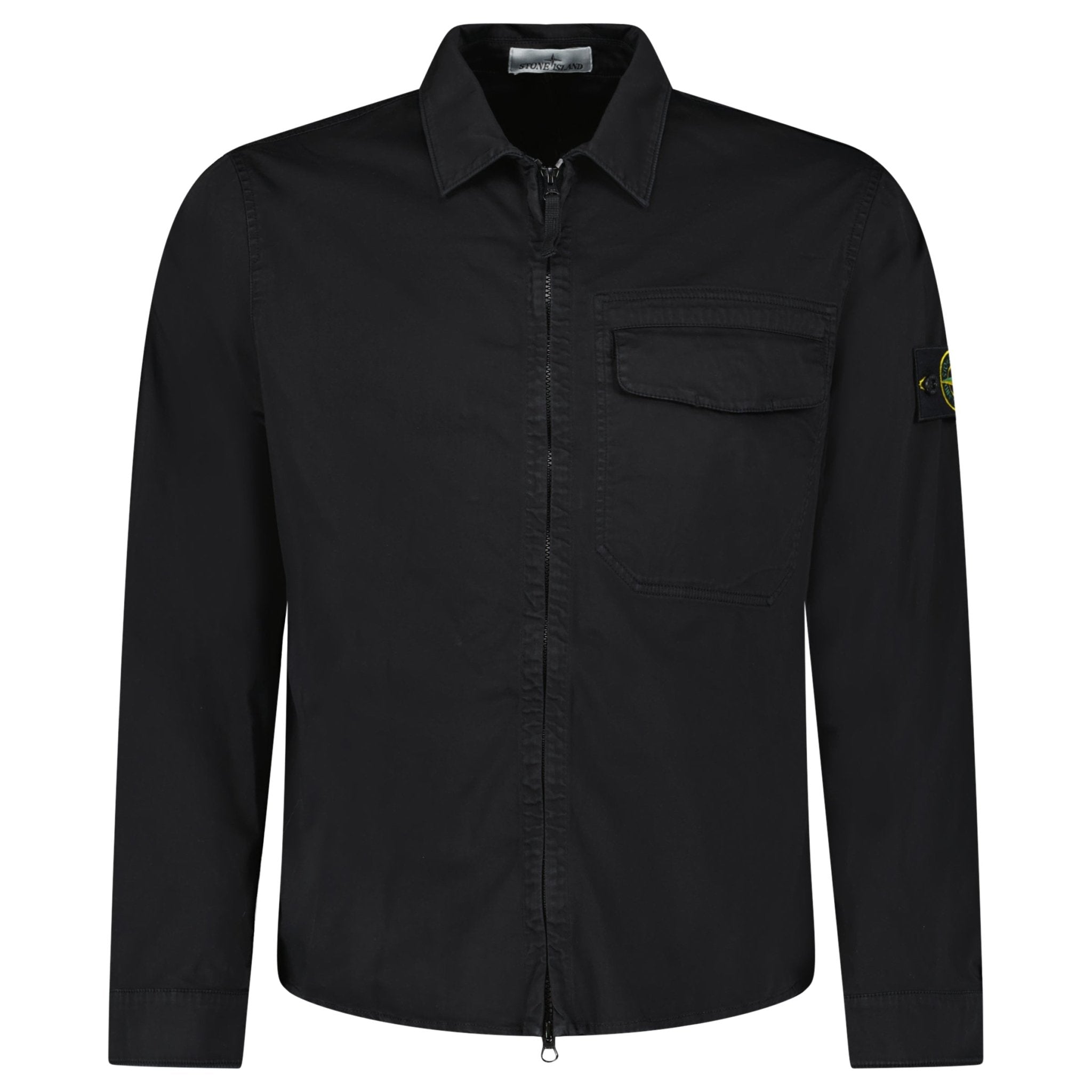 Color variation of Stone Island Stretch Organic Cotton Satin Overshirt in Black