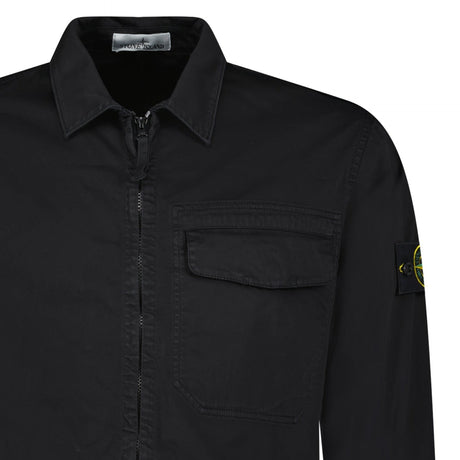 Stone Island Stretch Organic Cotton Satin Overshirt in Black - Boinclo - Outlet Sale Under Retail