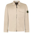 Stone Island Stretch Organic Cotton Satin Overshirt in Desert Beige - Boinclo - Outlet Sale Under Retail