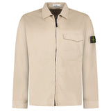 Stone Island Stretch Organic Cotton Satin Overshirt in Desert Beige - Boinclo - Outlet Sale Under Retail