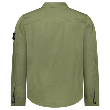 Stone Island Stretch Organic Cotton Satin Overshirt in Military Green - Boinclo - Outlet Sale Under Retail