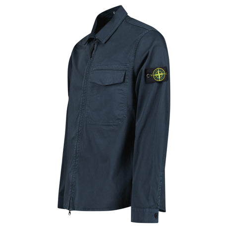 Stone Island Stretch Organic Cotton Satin Overshirt in Navy - Boinclo - Outlet Sale Under Retail