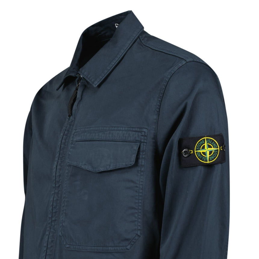 Stone Island Stretch Organic Cotton Satin Overshirt in Navy - Boinclo - Outlet Sale Under Retail