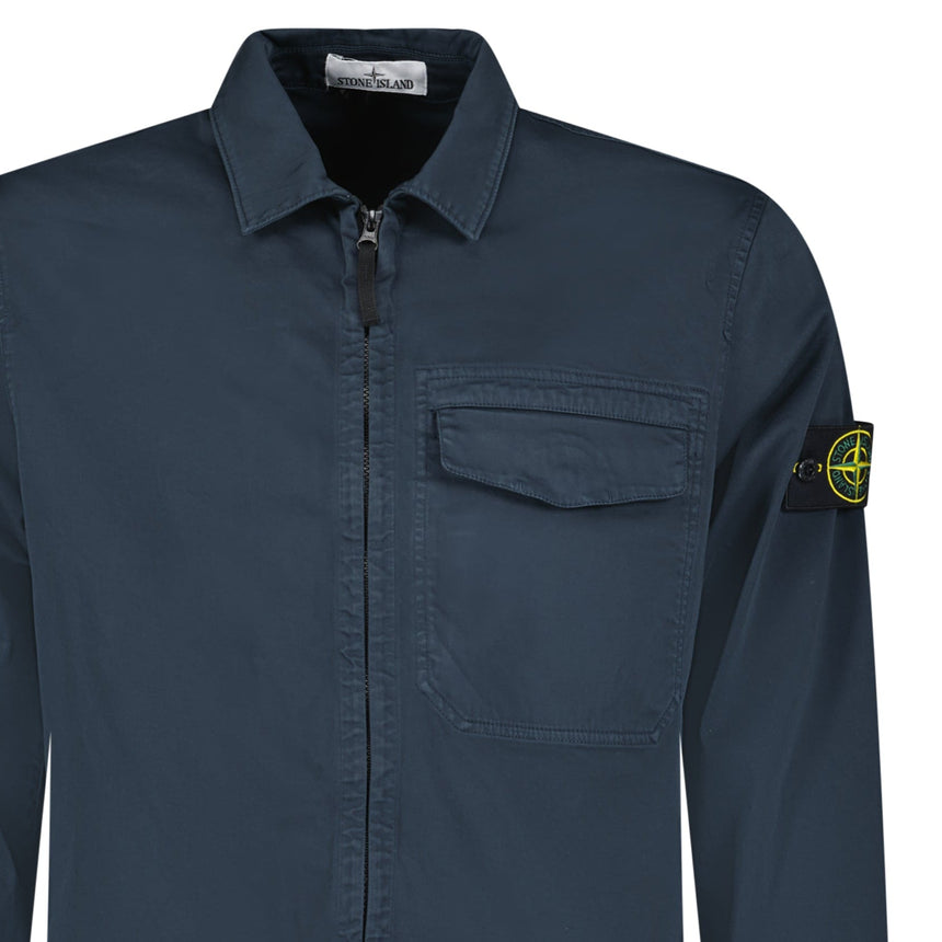 Stone Island Stretch Organic Cotton Satin Overshirt in Navy - Boinclo - Outlet Sale Under Retail