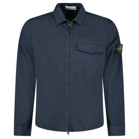 Stone Island Stretch Organic Cotton Satin Overshirt in Navy - Boinclo - Outlet Sale Under Retail