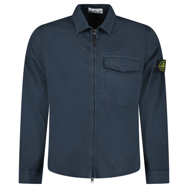 Stone Island Stretch Organic Cotton Satin Overshirt in Navy - Boinclo - Outlet Sale Under Retail
