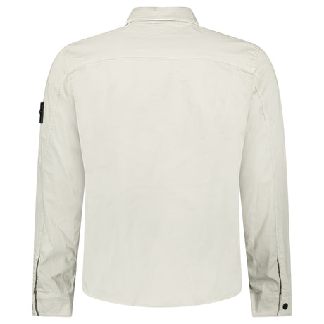 Stone Island Stretch Organic Cotton Satin Overshirt in Pearl Grey - Boinclo - Outlet Sale Under Retail