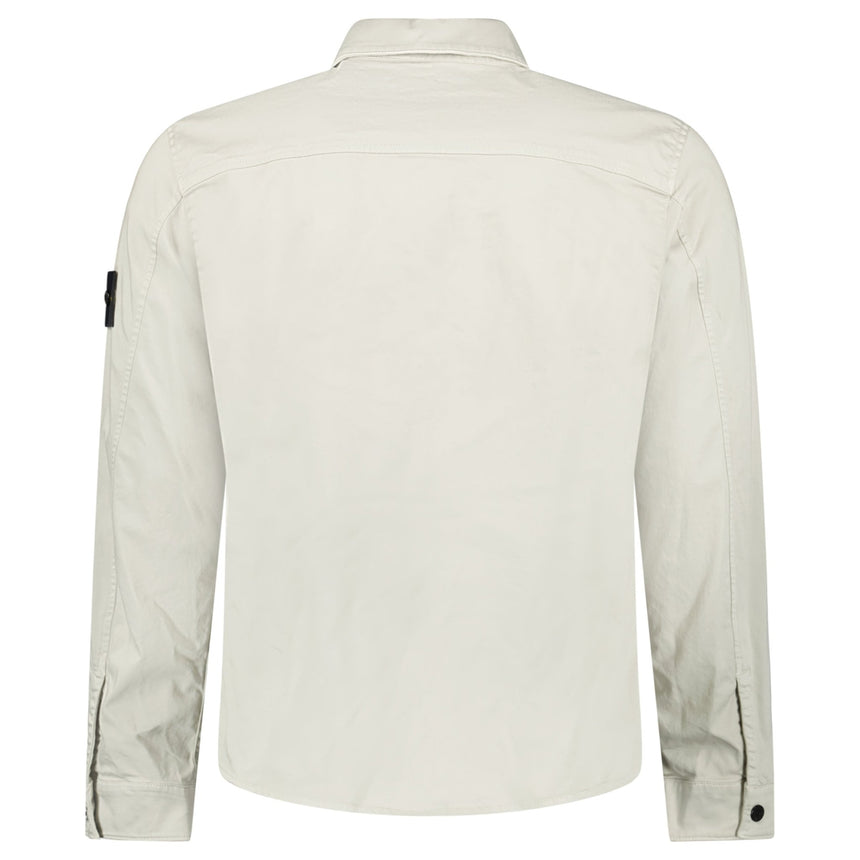 Stone Island Stretch Organic Cotton Satin Overshirt in Pearl Grey - Boinclo - Outlet Sale Under Retail