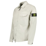 Stone Island Stretch Organic Cotton Satin Overshirt in Pearl Grey - Boinclo - Outlet Sale Under Retail