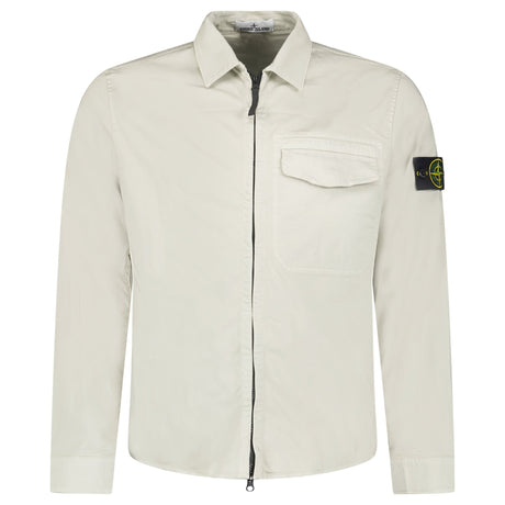 Stone Island Stretch Organic Cotton Satin Overshirt in Pearl Grey - Boinclo - Outlet Sale Under Retail