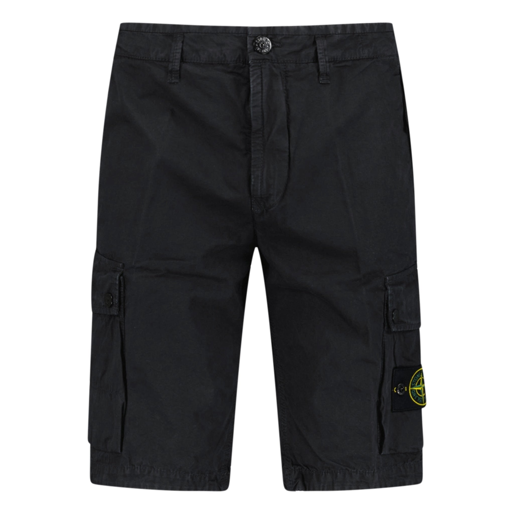 Color variation of Stone Island Stretch Organic Cotton Twill Cargo Bermuda Shorts in Black
