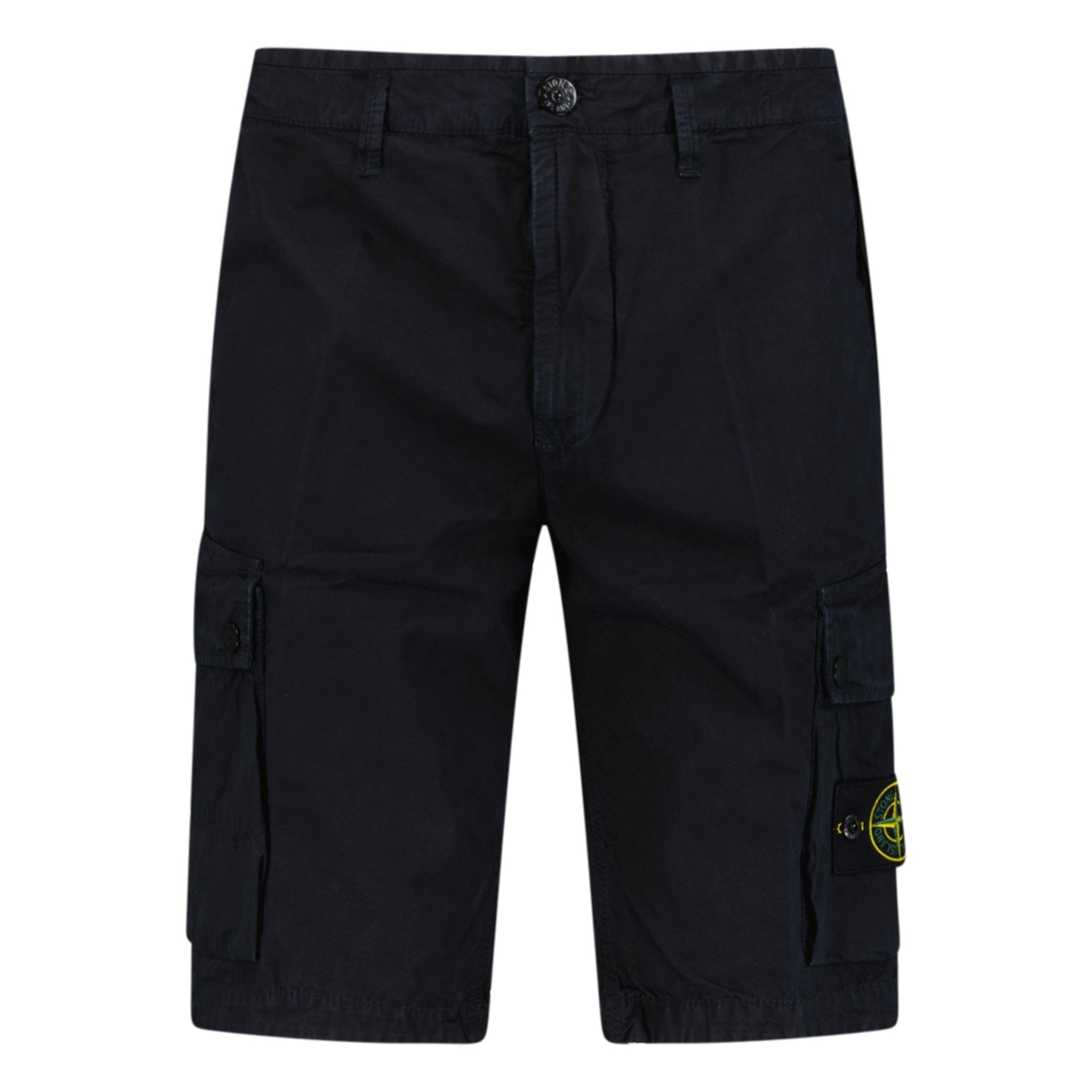 Color variation of Stone Island Stretch Organic Cotton Twill Cargo Bermuda Shorts in Navy Blue