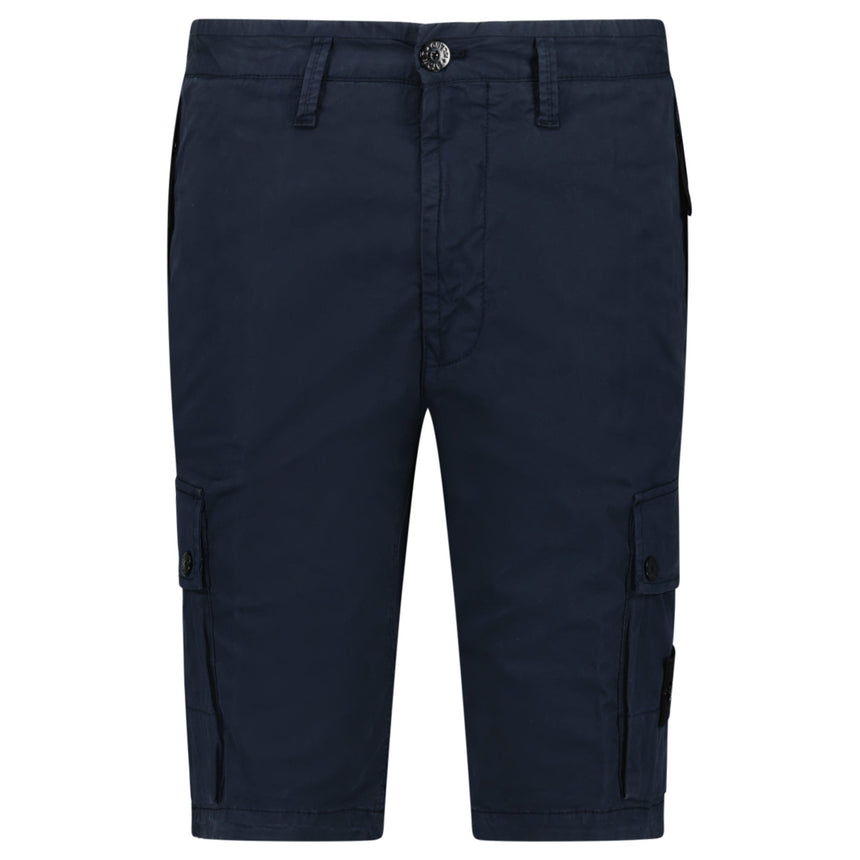 Stone Island Stretch Organic Cotton Twill Cargo Bermuda Shorts in Navy Blue - Boinclo - Outlet Sale Under Retail
