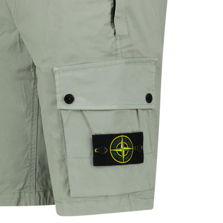 Stone Island Stretch Organic Cotton Twill Cargo Bermuda Shorts in Sage Green - Boinclo - Outlet Sale Under Retail