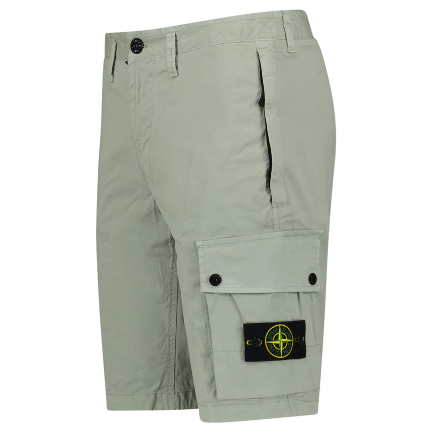 Stone Island Stretch Organic Cotton Twill Cargo Bermuda Shorts in Sage Green - Boinclo - Outlet Sale Under Retail