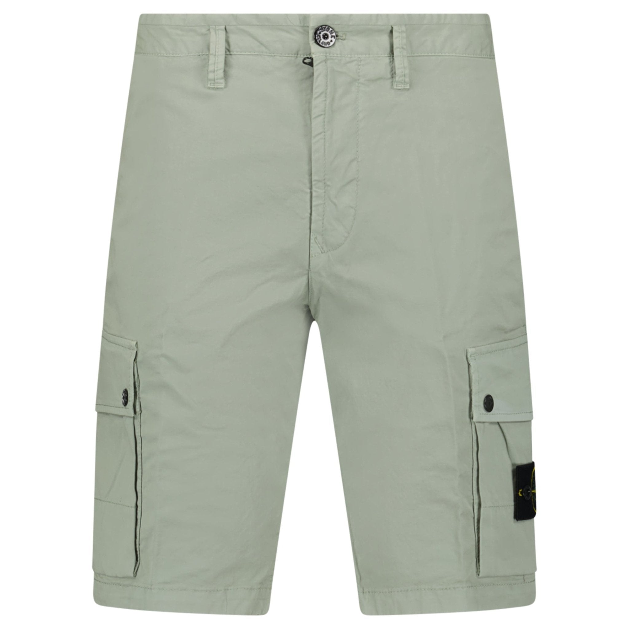 Color variation of Stone Island Stretch Organic Cotton Twill Cargo Bermuda Shorts in Sage Green