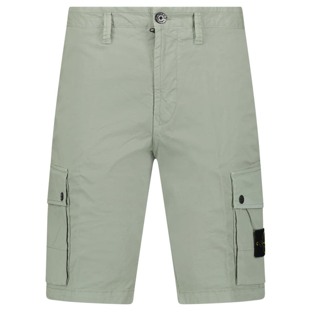 Stone Island Stretch Organic Cotton Twill Cargo Bermuda Shorts in Sage Green - Boinclo - Outlet Sale Under Retail