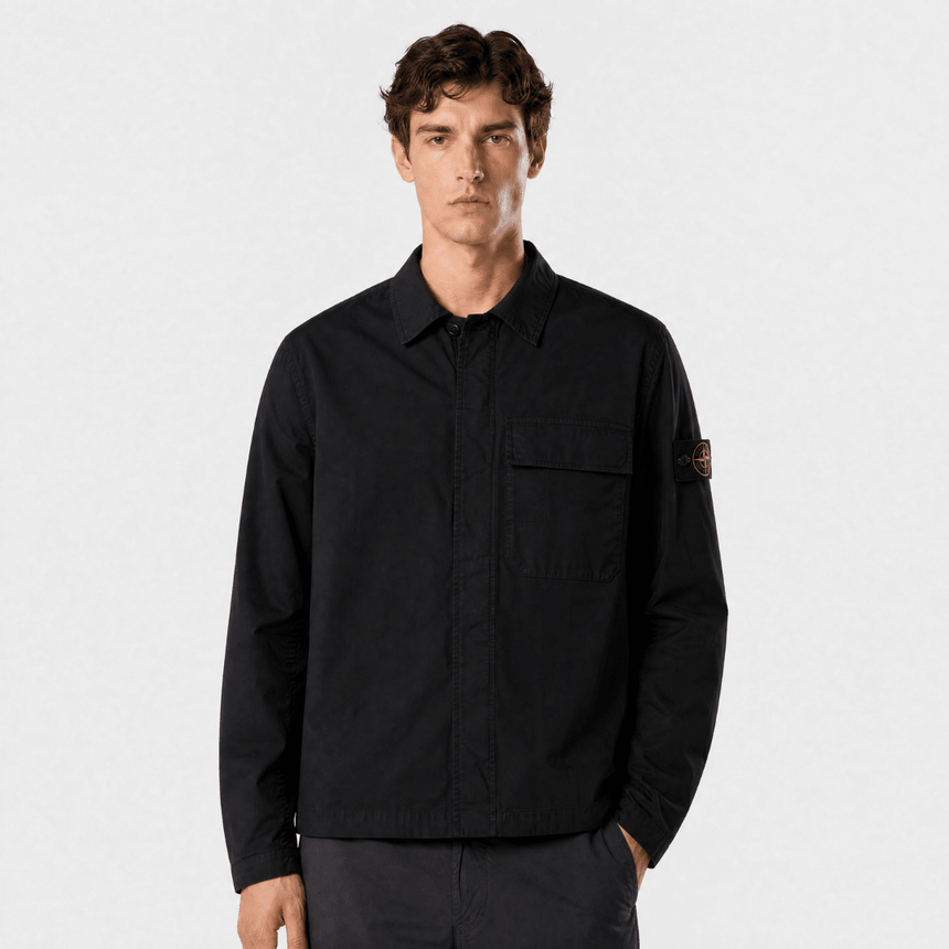 Stone Island Stretch Organic Cotton Twill Overshirt in Black - Boinclo - Outlet Sale Under Retail