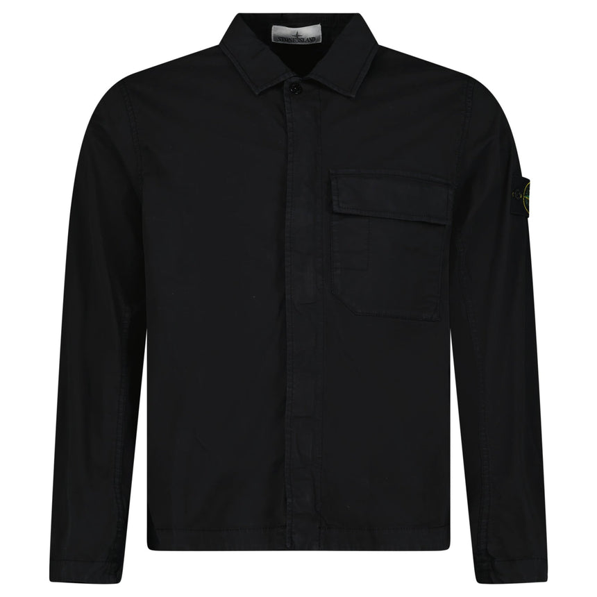 Stone Island Stretch Organic Cotton Twill Overshirt in Black - Boinclo - Outlet Sale Under Retail