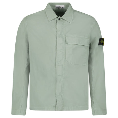 Stone Island Stretch Organic Cotton Twill Overshirt in Sage Green - Boinclo - Outlet Sale Under Retail