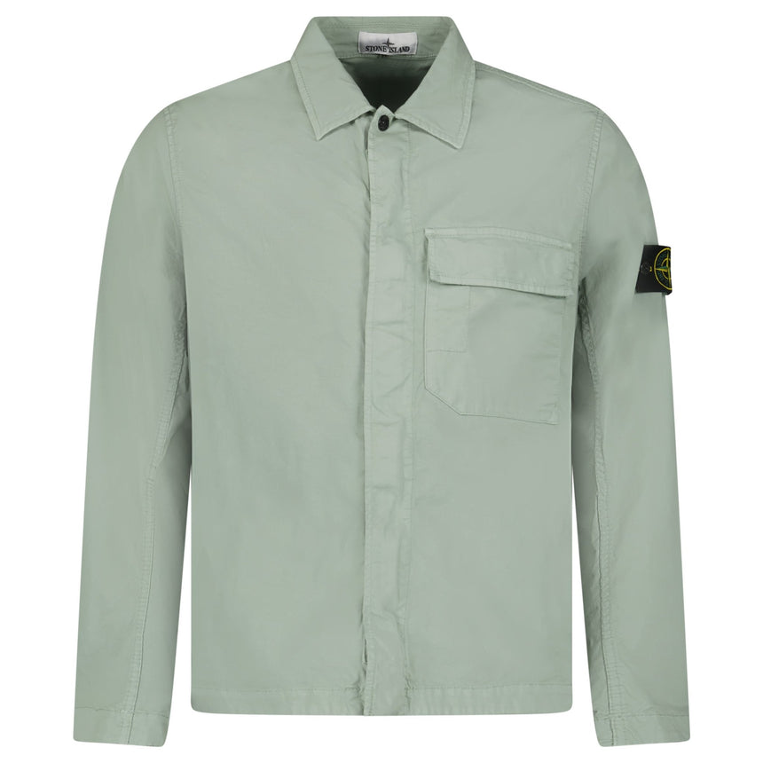 Stone Island Stretch Organic Cotton Twill Overshirt in Sage Green - Boinclo - Outlet Sale Under Retail