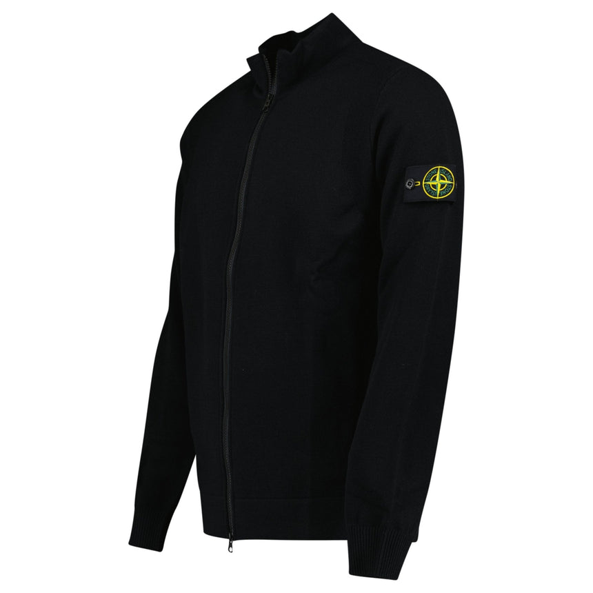 Stone Island Stretch RWS Wool Zip - Up Jumper in Black - Boinclo - Outlet Sale Under Retail