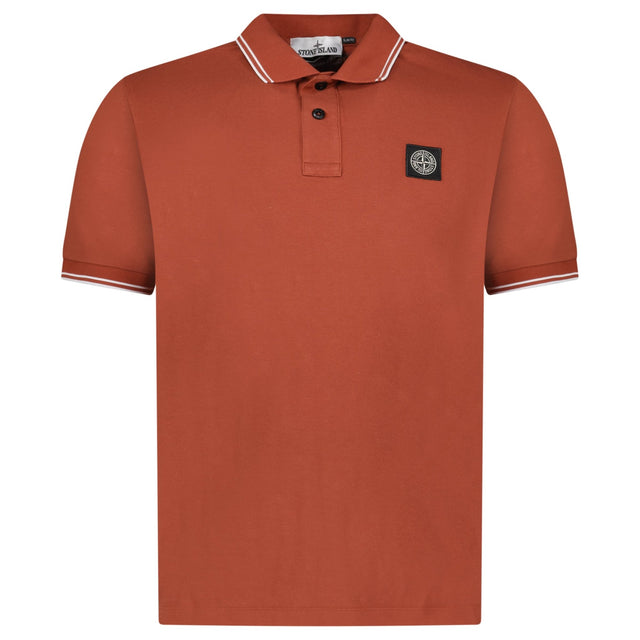 Stone Island Stripe Collar Polo T-Shirt Slim Fit Brick Red - Boinclo - Outlet Sale Under Retail