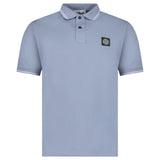 Stone Island Stripe Collar Polo T-Shirt Slim Fit Military Avio Blue - Boinclo - Outlet Sale Under Retail