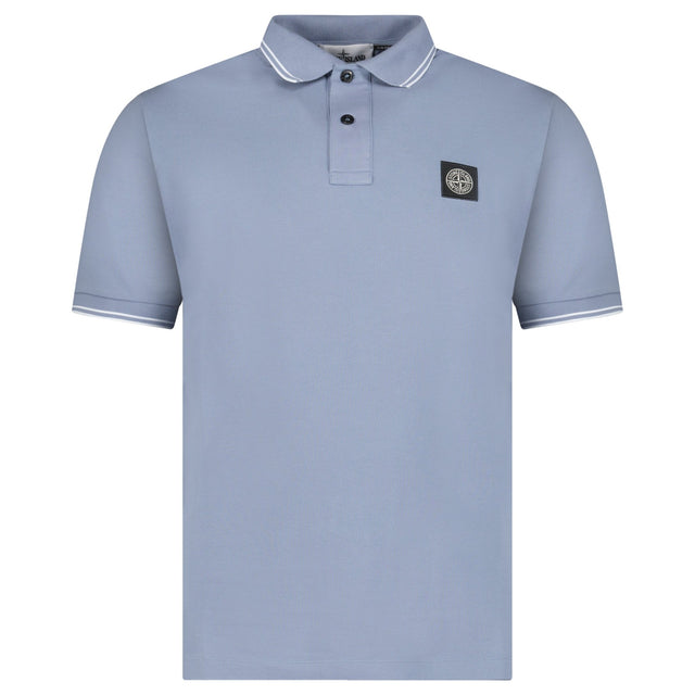 Stone Island Stripe Collar Polo T-Shirt Slim Fit Military Avio Blue - Boinclo - Outlet Sale Under Retail