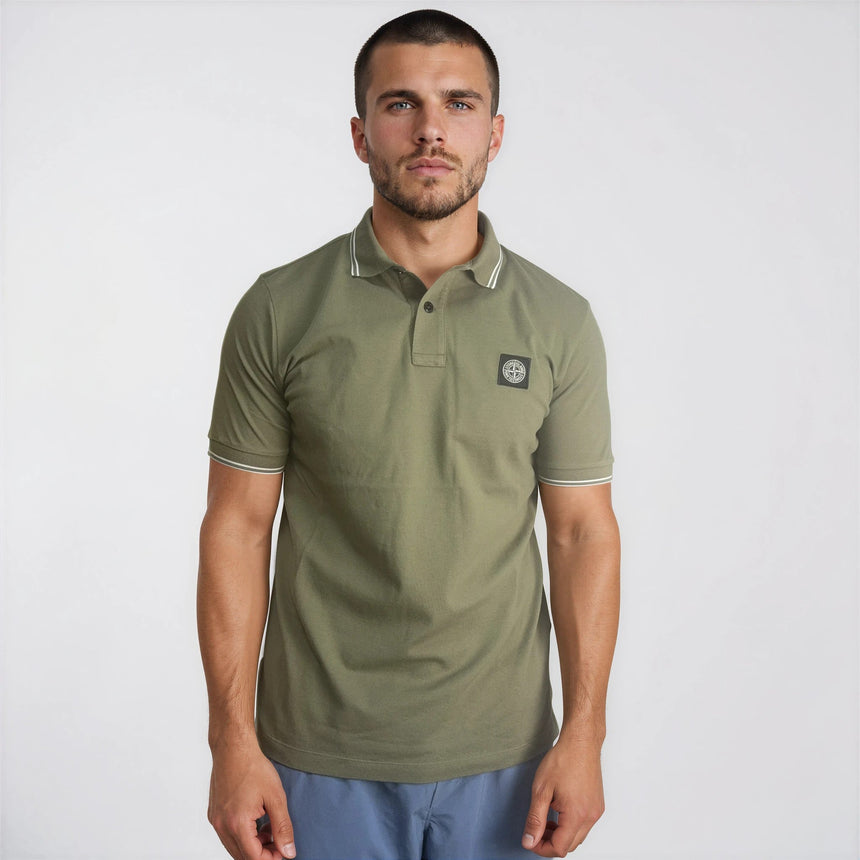 Stone Island Stripe Collar Polo T-Shirt Slim Fit Military Green - Boinclo - Outlet Sale Under Retail