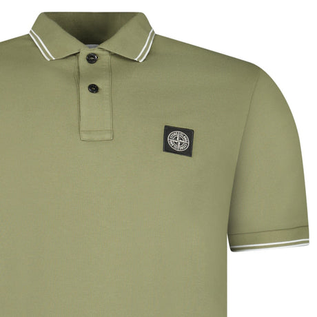 Stone Island Stripe Collar Polo T-Shirt Slim Fit Military Green - Boinclo - Outlet Sale Under Retail