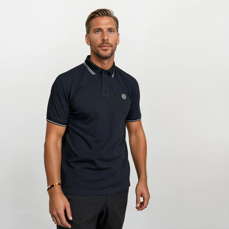 Stone Island Stripe Collar Polo T-Shirt Slim Fit Navy - Boinclo - Outlet Sale Under Retail
