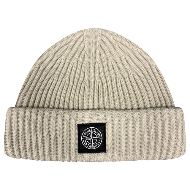 Stone Island Thick Ribbed Wool Beanie Hat Beige - Boinclo - Outlet Sale Under Retail