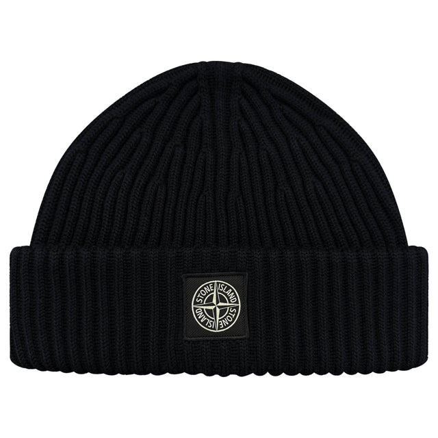 Stone Island Thick Ribbed Wool Beanie Hat Black - Boinclo - Outlet Sale Under Retail