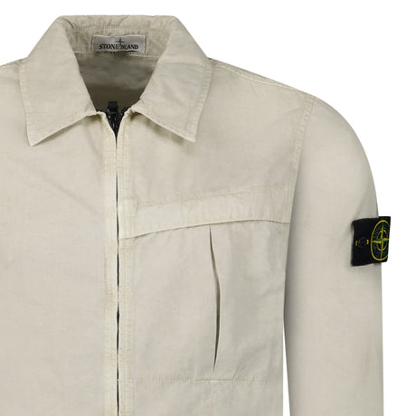 Stone Island Washed Cotton Long Sleeve Overshirt in Light Beige - Boinclo - Outlet Sale Under Retail