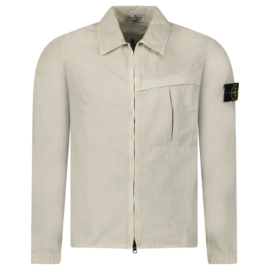 Stone Island Washed Cotton Long Sleeve Overshirt in Light Beige - Boinclo - Outlet Sale Under Retail
