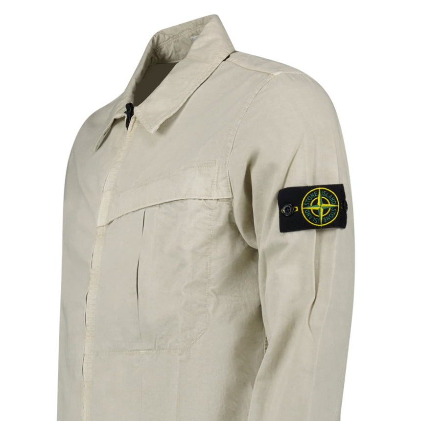 Stone Island Washed Cotton Long Sleeve Overshirt in Light Beige - Boinclo - Outlet Sale Under Retail