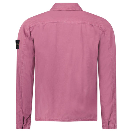 Stone Island Washed Cotton Long Sleeve Overshirt in Rosa Quartz - Boinclo - Outlet Sale Under Retail