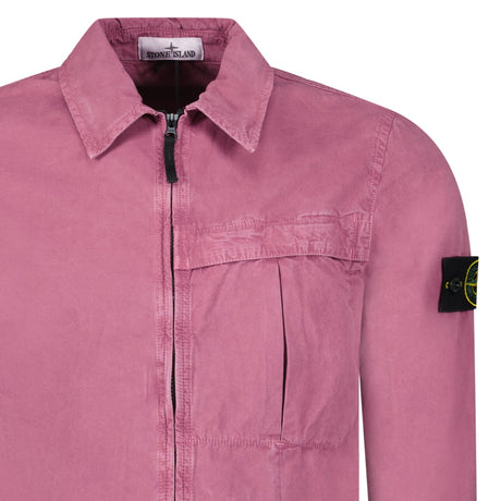 Stone Island Washed Cotton Long Sleeve Overshirt in Rosa Quartz - Boinclo - Outlet Sale Under Retail