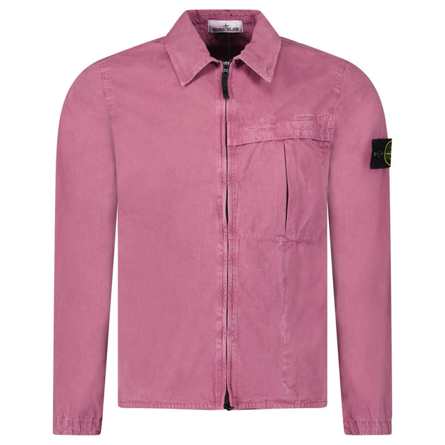 Stone Island Washed Cotton Long Sleeve Overshirt in Rosa Quartz - Boinclo - Outlet Sale Under Retail