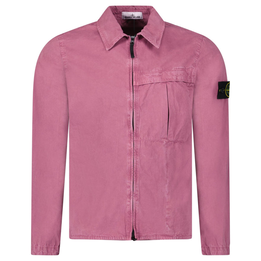 Stone Island Washed Cotton Long Sleeve Overshirt in Rosa Quartz - Boinclo - Outlet Sale Under Retail