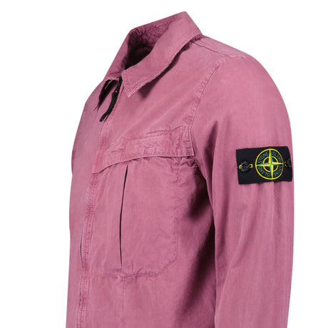 Stone Island Washed Cotton Long Sleeve Overshirt in Rosa Quartz - Boinclo - Outlet Sale Under Retail