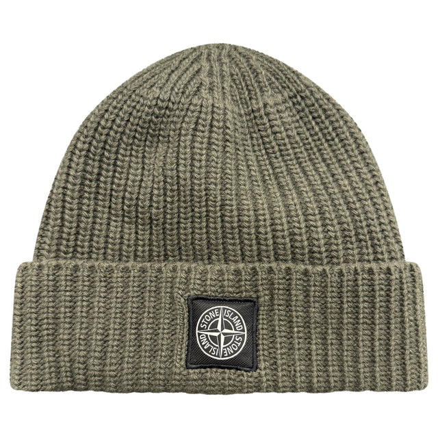 Stone Island Wool Beanie Hat Olive Green - Boinclo - Outlet Sale Under Retail