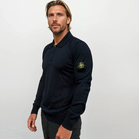Stone Island Wool Polo - Shirt Navy - Boinclo - Outlet Sale Under Retail