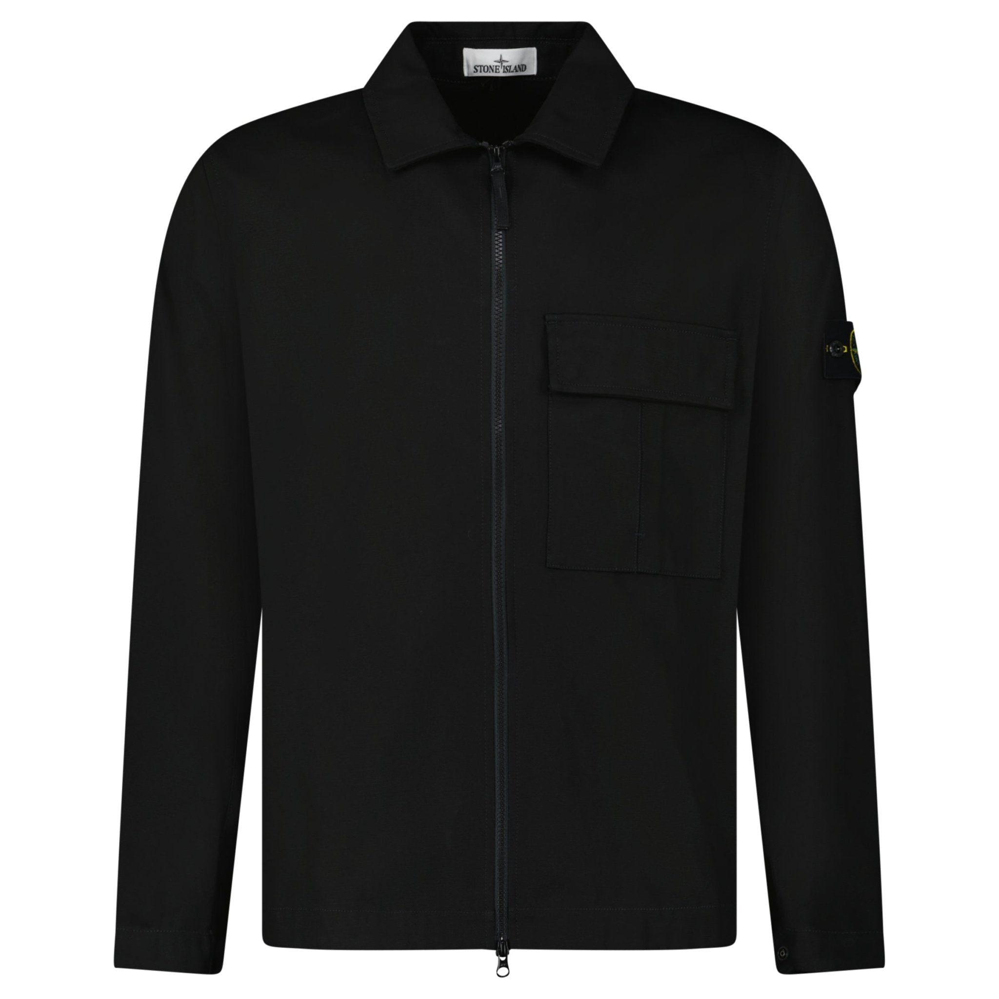 Color variation of Stone Island Zip Panama Cotton Overshirt in Black