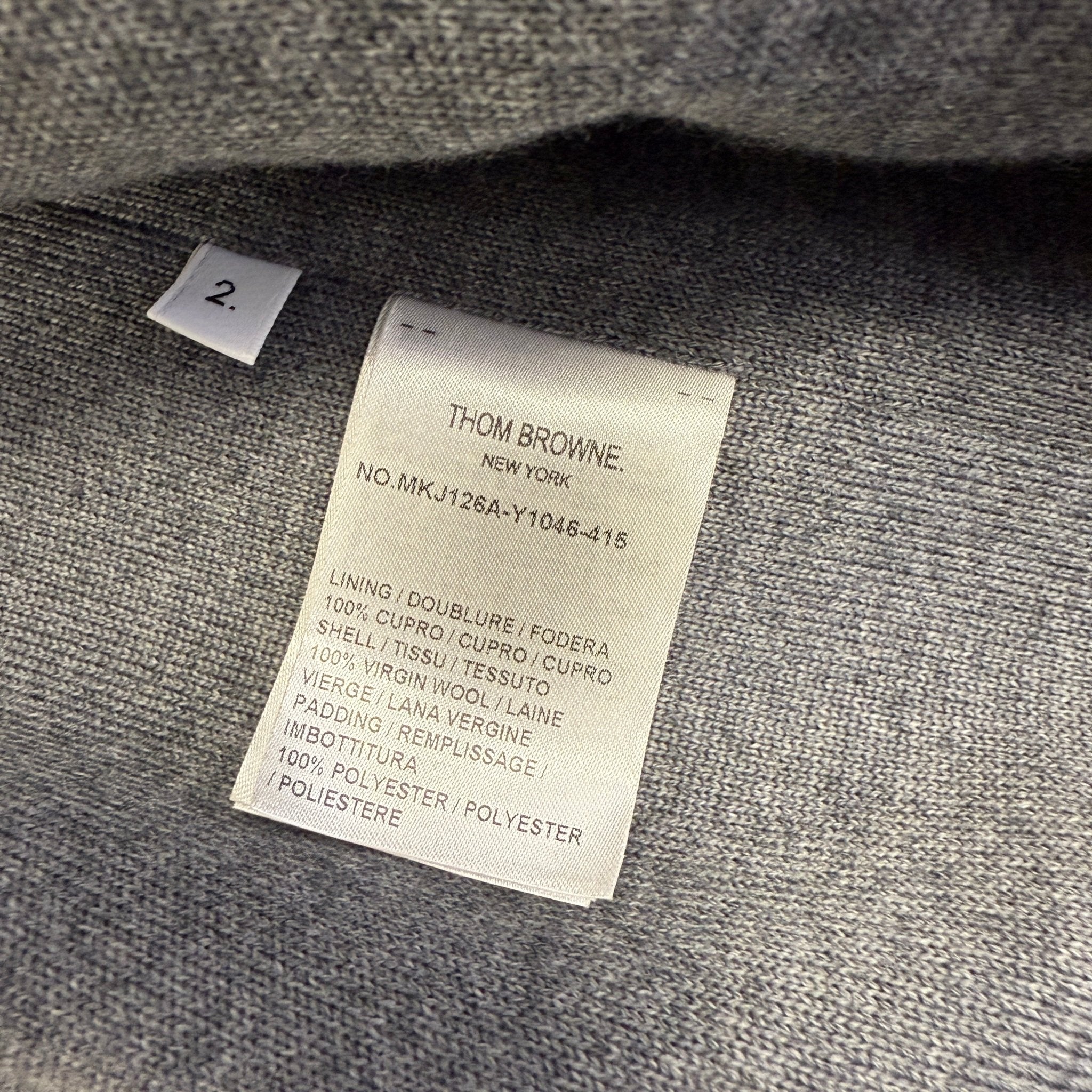 Thom Browne Merino Wool Jersey Stitch Padded 4-Bar Zip-Up Hoodie